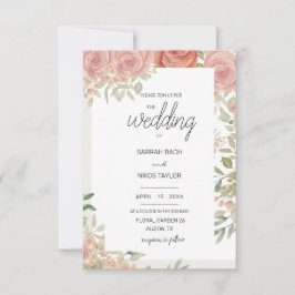 Convite Arte de aquarela rosas rosa-reluzente