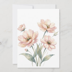 Convite Arte de Buquê de Aquarela Floral Rosa Suave