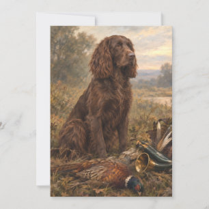 Convite Arte de Caça com Wachtelhund, Spaniel Alemão