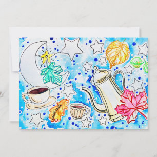 Convite Arte de Café com Folhas de Outono