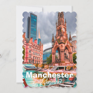 Convite Arte de cartão-postal de viagem de Manchester, Via