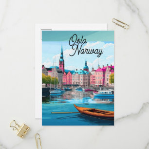 Convite Arte de cartão postal de viagem de Oslo Noruega, C