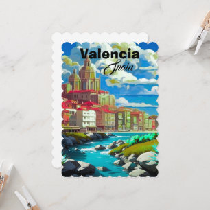 Convite Arte de cartão-postal de viagem de Valência Espanh