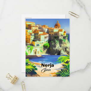 Convite Arte de Cartão Postal de Viagem Nerja Espanha, Car