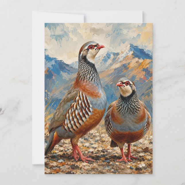 Convite Arte de casal de perdiz Chukar (Frente)