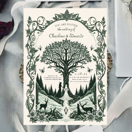 Convite Arte de casamento de fantasia medieval gravada