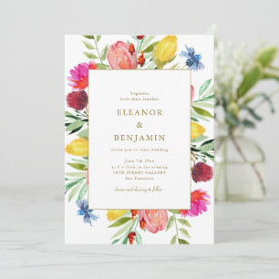 Convite Arte de casamento de jardim de flores silvestres c
