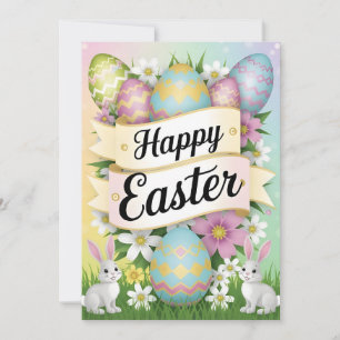 Convite Arte de Design Gráfico de Feliz Páscoa