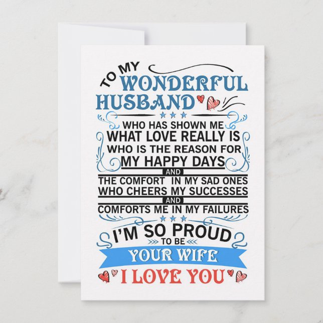 Convite Arte de Esposa Para Meu Maravilhoso Marido (Frente)