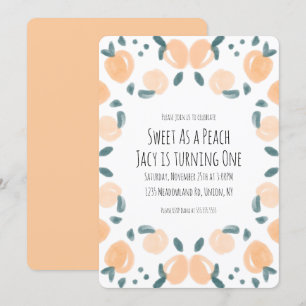 Convite Arte de Festa de aniversário de Fruta de Pêssego