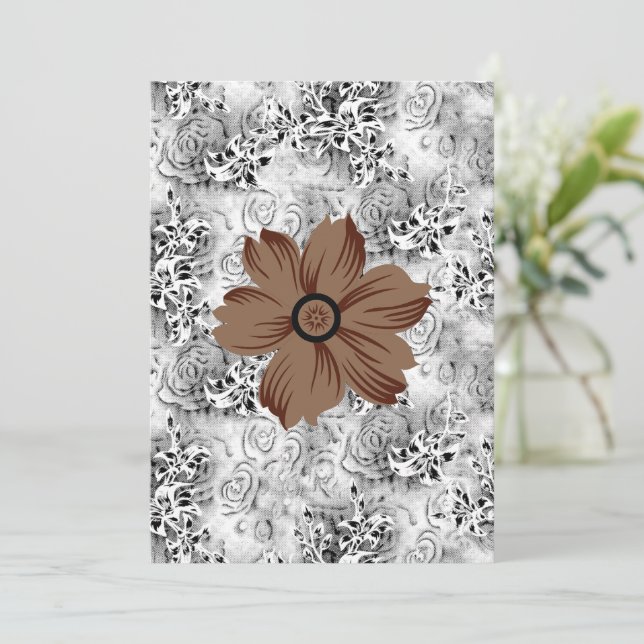 Convite Arte de Flor de Mandala | Design Floral Terroso (Em pé/Frente)