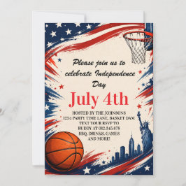 Convite Arte de Fundo de Basquete do Dia da Independência