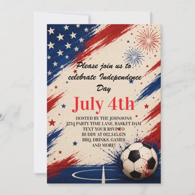 Convite Arte de Fundo de Futebol do Dia da Independência (Frente)