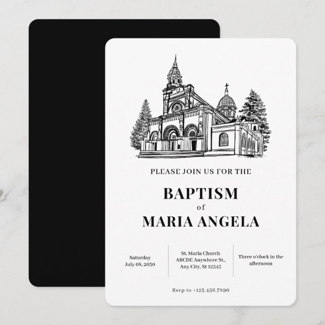 Convite Arte de igreja minimalista  (Frente/Verso)