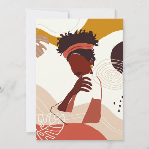 Convite Arte de Ilustração de Mulher Negra, Impressão d