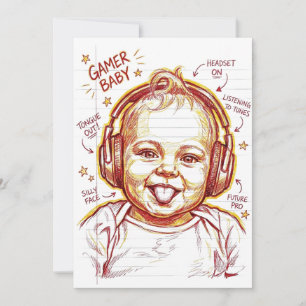 Convite Arte de Jogo Divertida Bebê Gamer