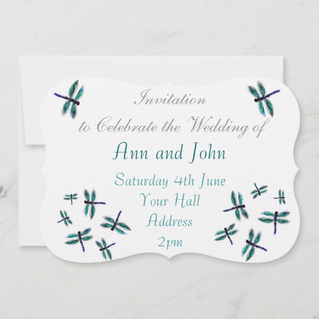 Convite Arte de Libélula Dançante Turquesa (Frente)