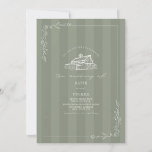 Convite Arte de Linha Celebração de Casamento em Celeiro R