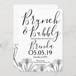 Convite Arte de Linha de Flor de Botânica Floral Minimalis