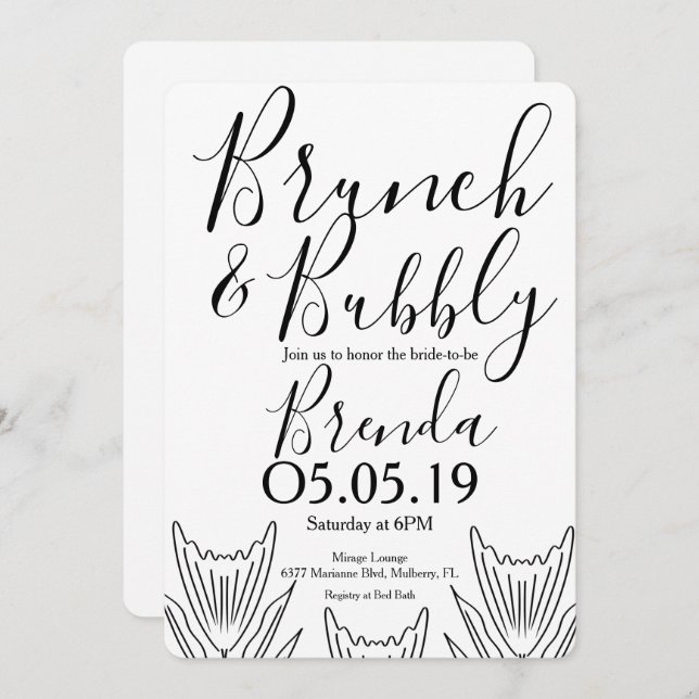 Convite Arte de Linha de Flor de Botânica Floral Minimalis (Frente/Verso)