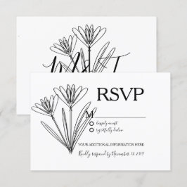 Convite Arte de Linha de Flor de Botânica Minimalista RSVP