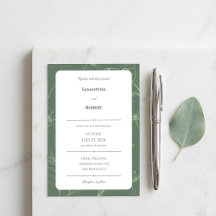 Arte de Linha Floral Verde Sage Elegante Casamento