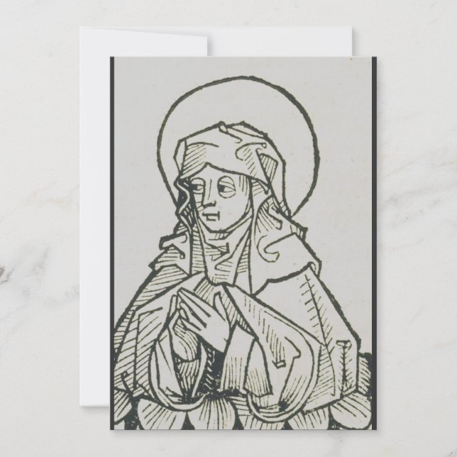 Convite Arte de Linha Minimalista Medieval de Santa Mônica (Frente)