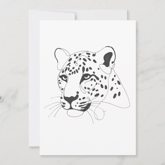 Convite Arte de Linha Minimalista Pintada Pelos Leopardos (Frente)
