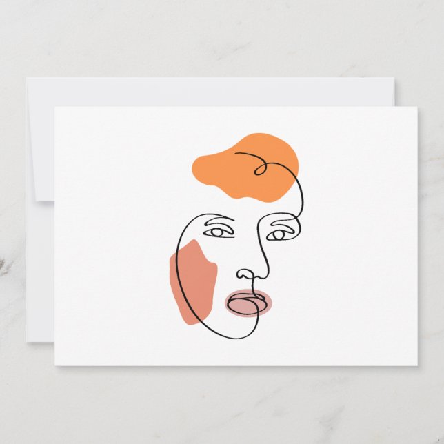 Convite Arte de Linha Retraição Mínima Abstrato (Frente)