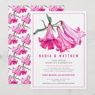 Convite Arte de lírio rosa em aquarela para casamento