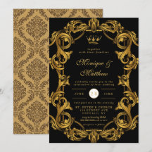 Arte de Luxo Nouveau Dourado Casamento Real Invita