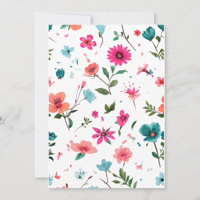 Convite Arte de Padrão Floral Vibrante (Frente)