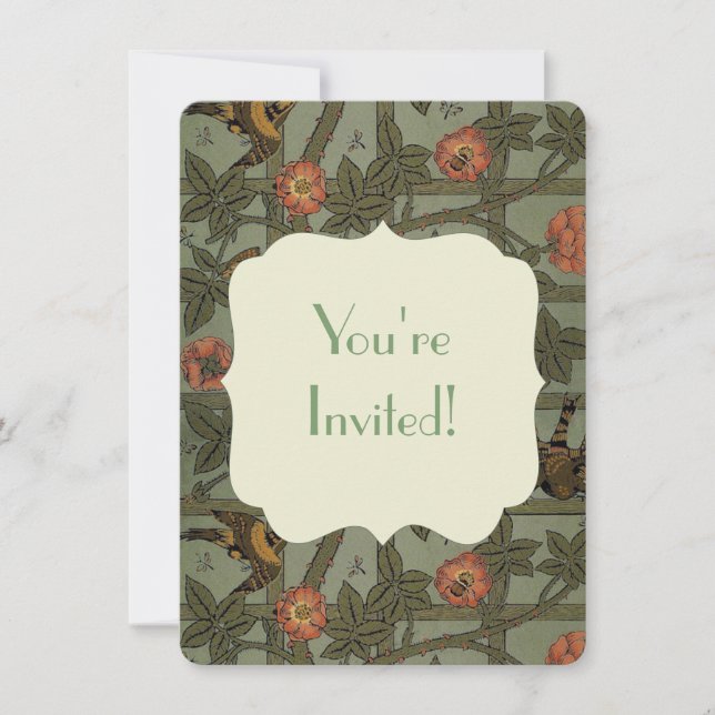Convite Arte de Papel de Parede Treliça de William Morris (Frente)