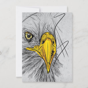 Convite Arte de Parede com Rosto de Águia Esboçado