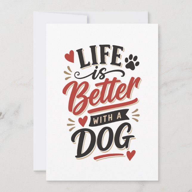 Convite Arte de Parede para Amantes de Cachorros - A Vida  (Frente)