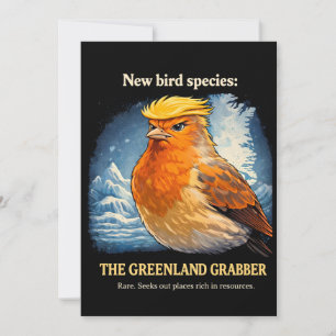 Convite Arte de Pássaro Satírico Político Greenland Grabbe