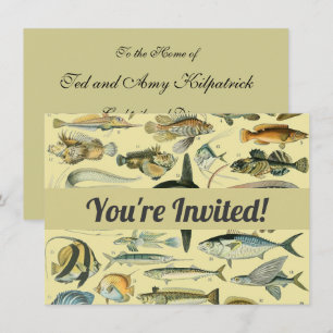 Convite Arte De Pesca Científica Dos Peixes Vintage