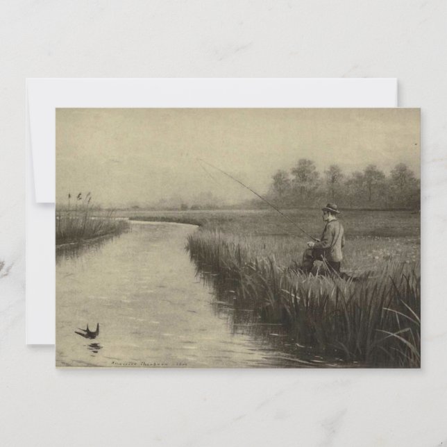 Convite Arte De Pesca Do Rio Vintage (Frente)