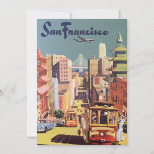 Convite Arte de Poster de Viagem de San Francisco de Carro