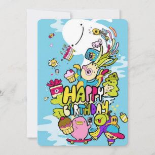 Convite Arte de rabisco de aniversário