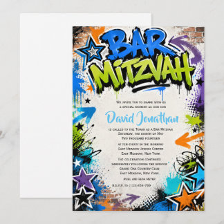 Convite Arte de Rua Grafite Bar Mitzvah Personalizado