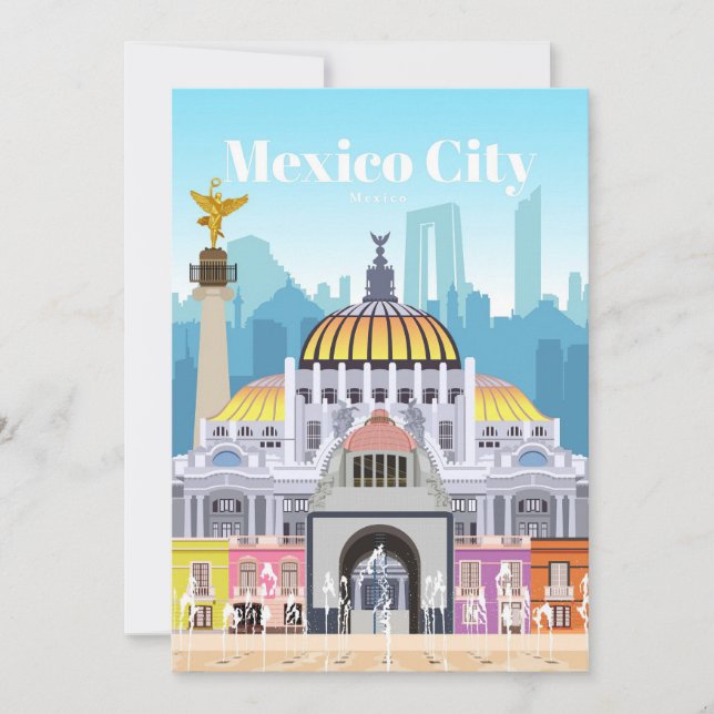 Convite Arte de Viagem Viagem para a Cidade do México (Frente)