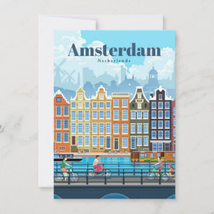 Convite Arte de Viagem Viagem para Amsterdã
