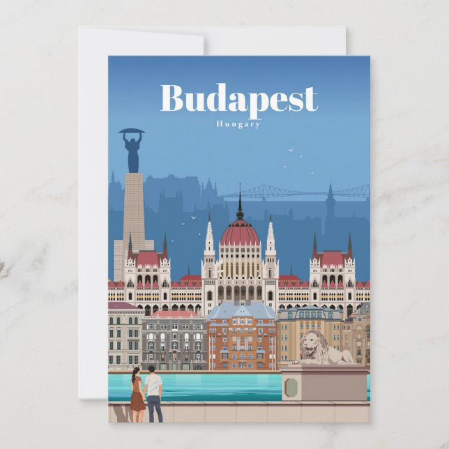 Convite Arte de Viagem Viagem para Budapeste (Frente)