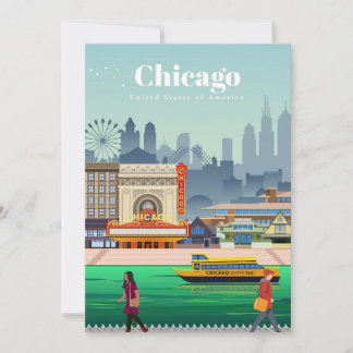 Convite Arte de Viagem Viagem para Chicago