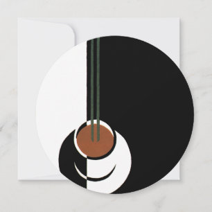 Convite Arte Deco Antigo, Xícara de Café com Vapor