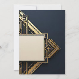 Convite Arte-Deco Azul Marinho e Dourado