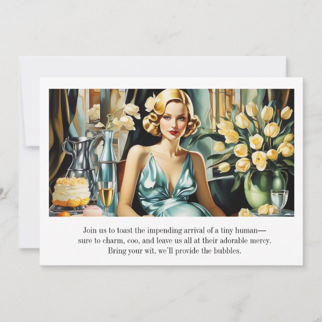 Convite Arte Deco Glamour Vintage Engraçado (Frente)
