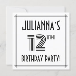 Convite Arte Deco Inspirou Festa de aniversário de 12, Nom