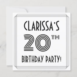 Convite Arte Deco Inspirou Festa de aniversário de 20, Nom